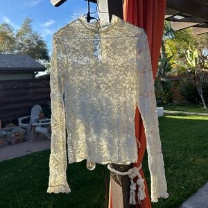 kimchi blue lace mock neck long sleeve - off white